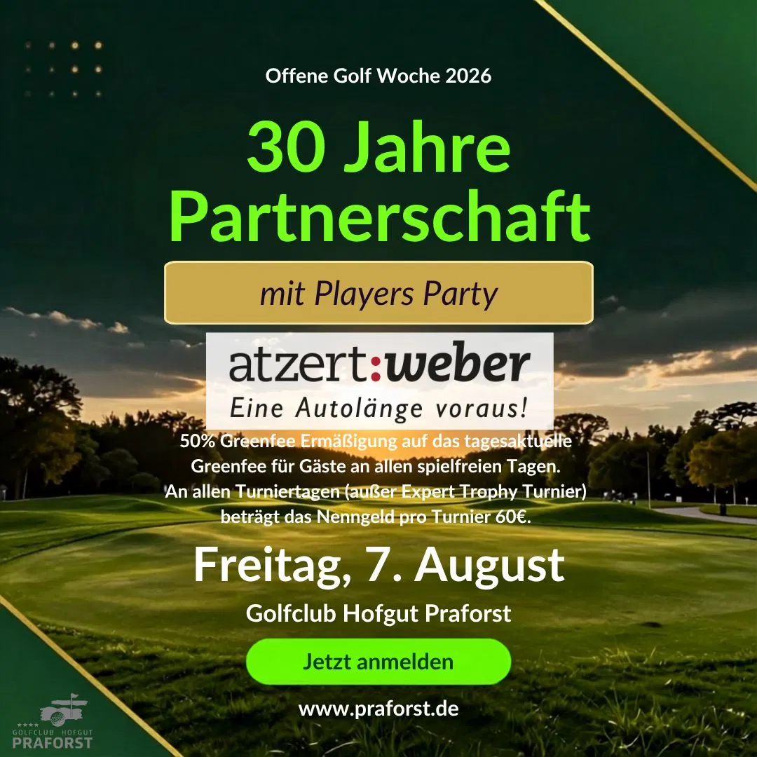 Eventflyer Players Party 2026 im Golfclub Hofgut Praforst